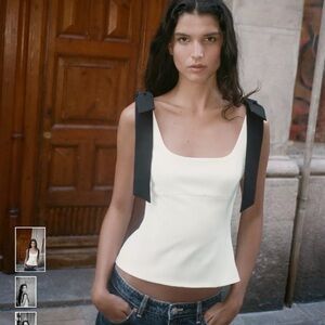 Zara Bow Detail Stretch Top